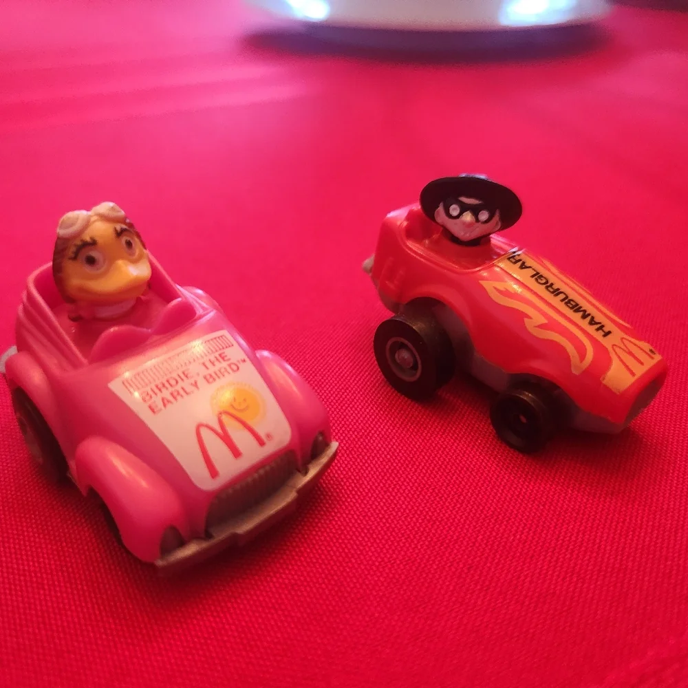Vintage 1980s McDonald's Pink and Red Toy Cars